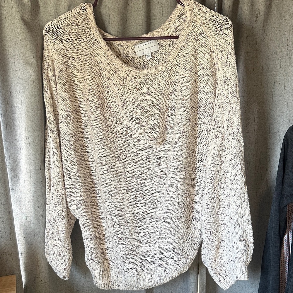 Kendall & Kylie Cream Knit Crew Neck Sweater
